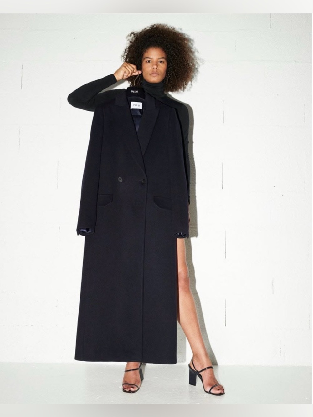 Pallas Paris DAKOTA Wool & Cashmere double breasted Navy Coat Size: FR 36